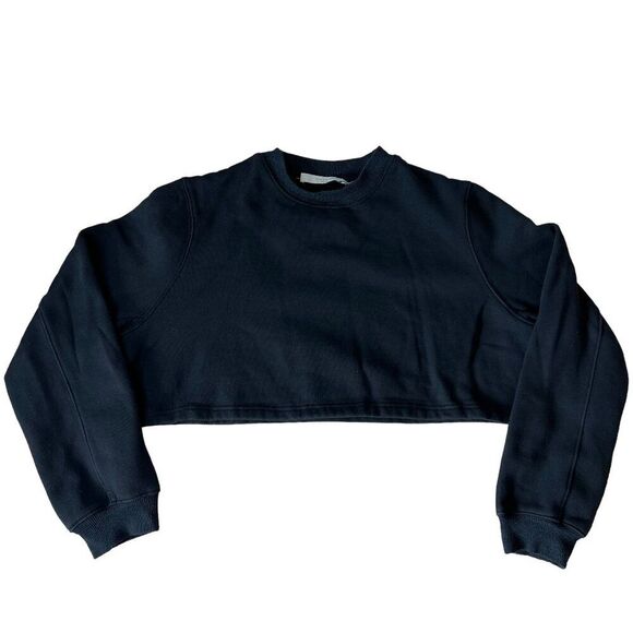 Sweaters - 7115 By Szeki Cropped Sweater Women's Black Medium Cotton Artful Elevated Basic